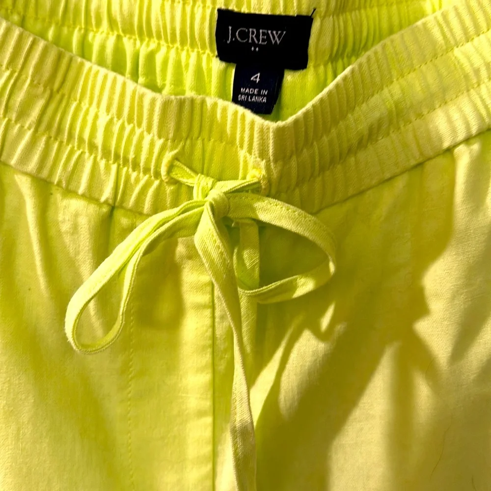 J.Crew factory linen blend cropped pants with cuffed ham and drawstring waist - Picture 4 of 6